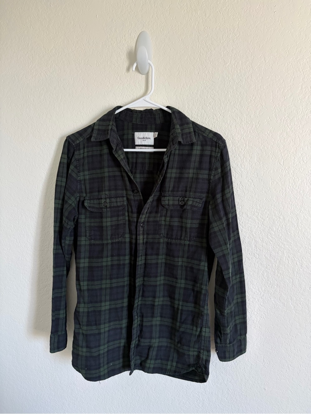 Goodfellow & Co Black and Dark Green Plaid Shirt